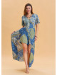 Blue Women's Ethnic Jumpsuit with Flounce Sleeves and Shorts Detail 4489